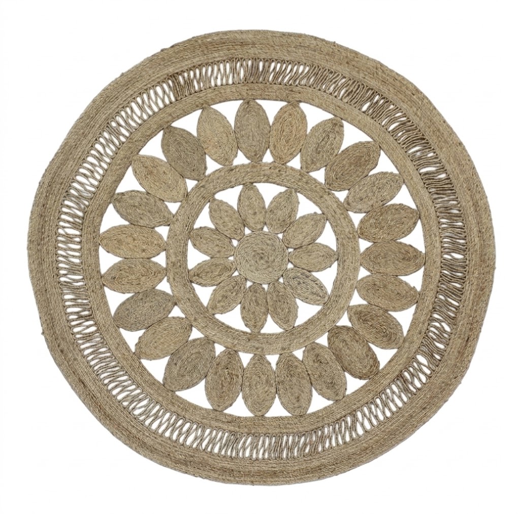 100% Jute Crochet Rug | Classic Natural Brown Round Rug