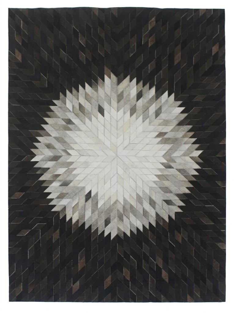 Hair on Leather Rug | Modern Black Handmade Carpet