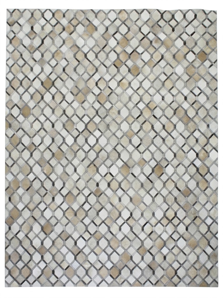 Hair on Leather Rug | Modern Off white Handmade Carpet
