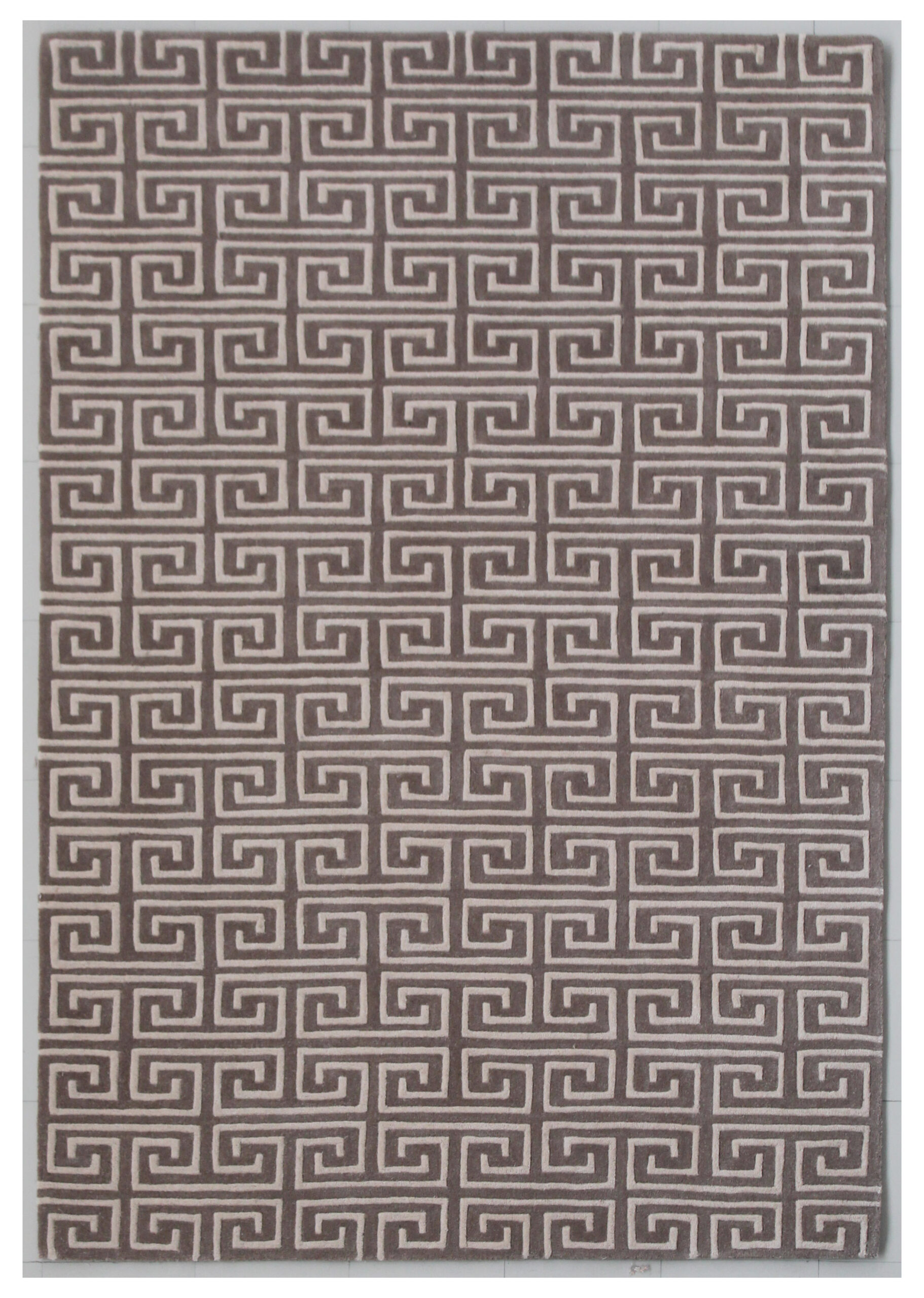 100% Nz Wool Handtufted Carpet in Geometric style, Beige Color Rug - RC108