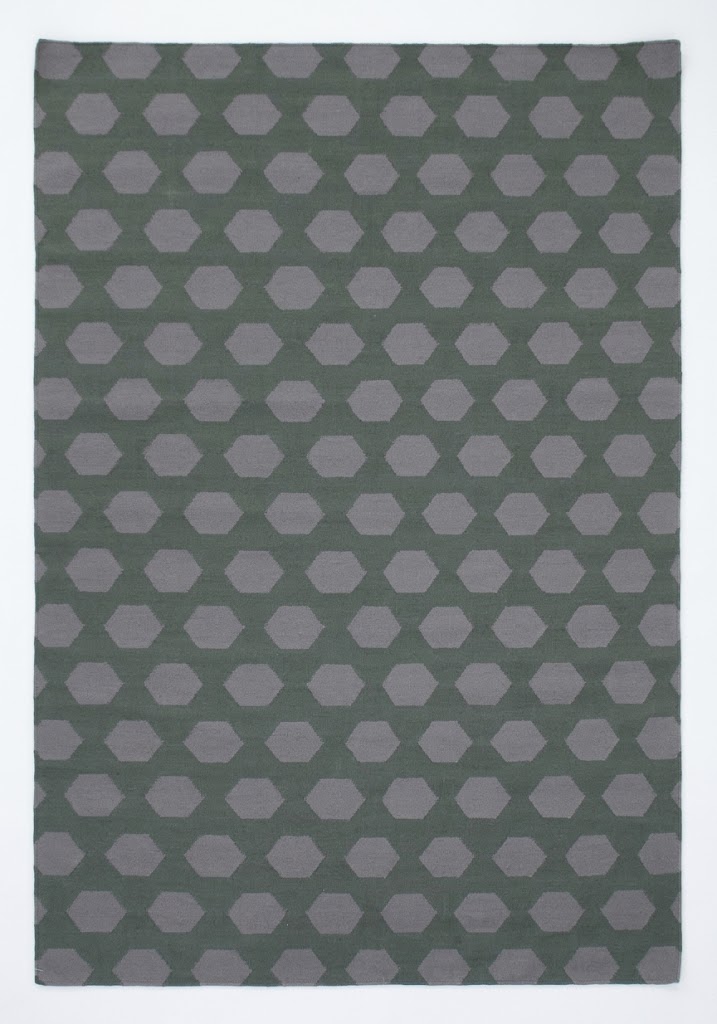 Geometric Green Flat weave Carpet | New Zealand Wool Rug