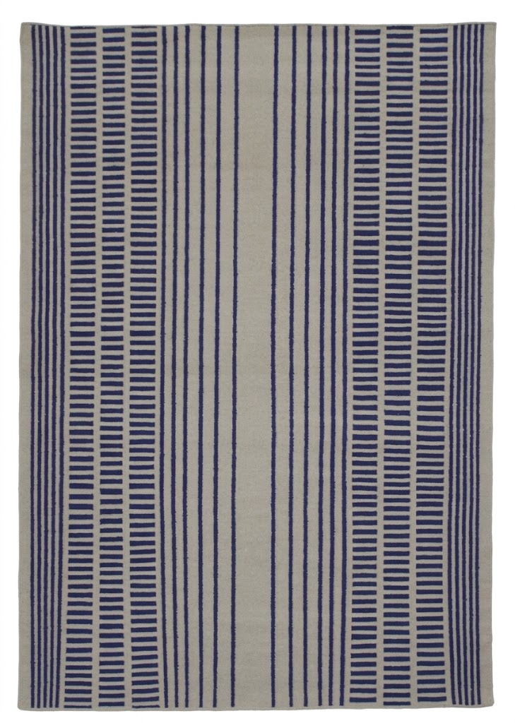 100% New Zealand Wool | Geometric Blue Flatweave Carpet