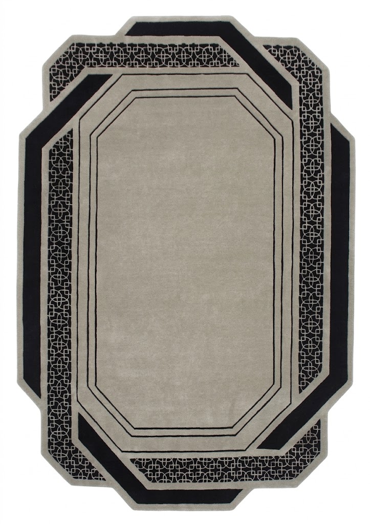 Geometric Off white Hand tufted Rug | Blend of Bamboo Silk & New Zealand Wool Carpet