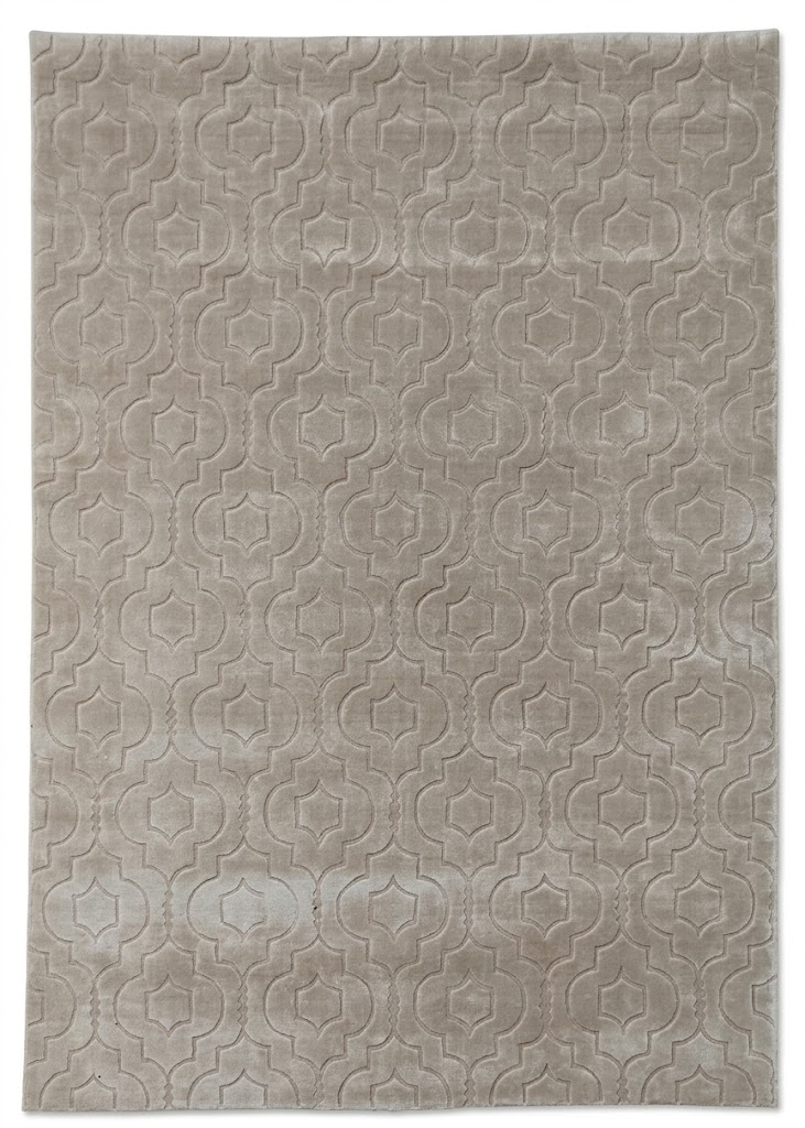 100% Bamboo Silk | Geometric Beige Loom-knotted Rug
