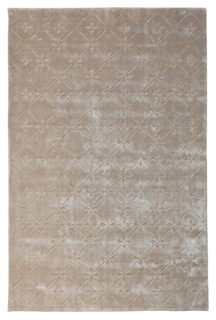 100% Bamboo Silk | Geometric Beige Loom-knotted Rug