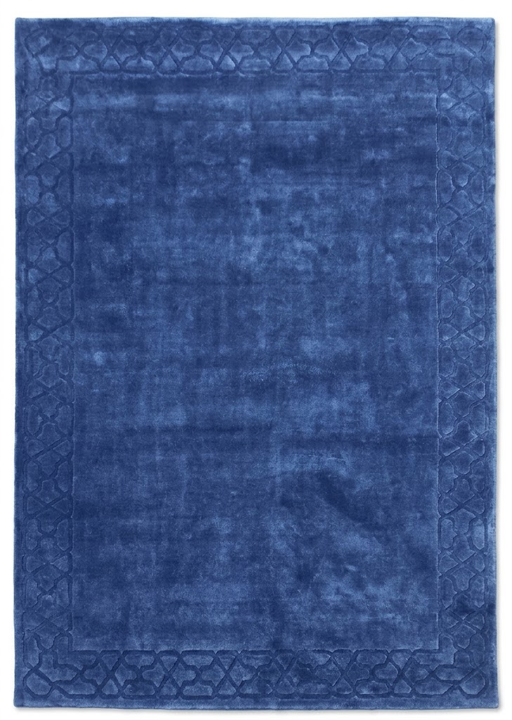 100% Bamboo Silk | Geometric Blue Loom-Knotted Rug
