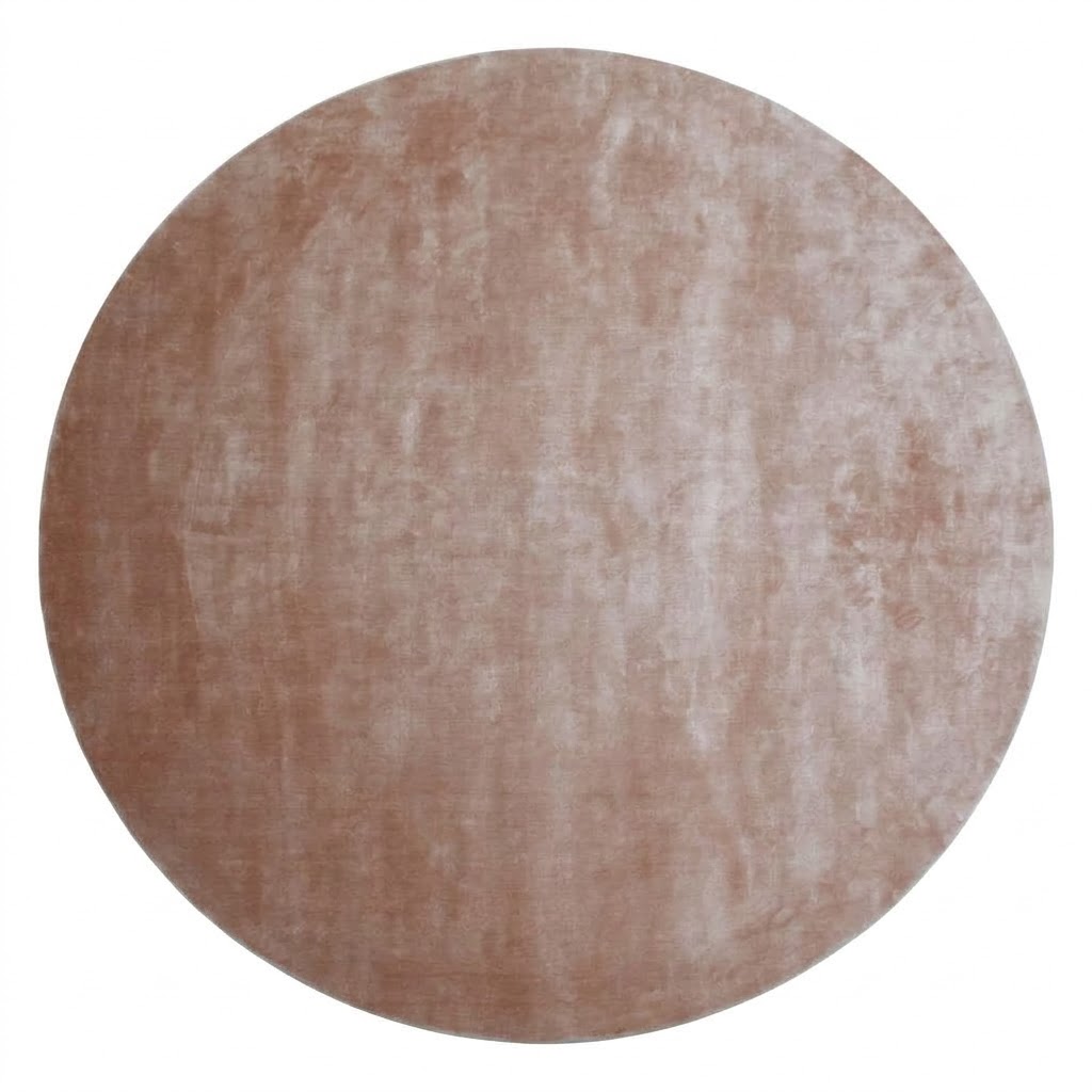 Minimalist Light Pink Round Rug | 100% Bamboo Silk
