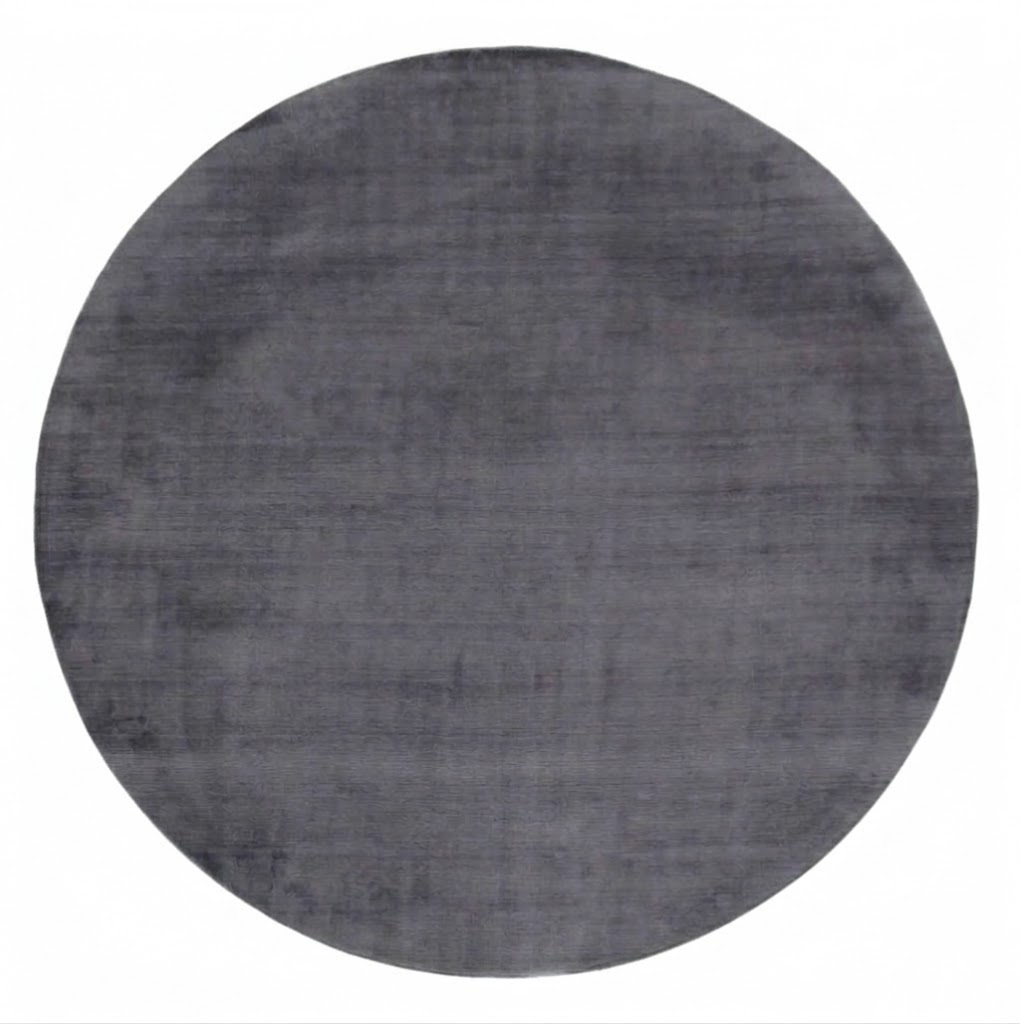 100% Bamboo Silk | Minimalist Dark-Grey Round Carpet