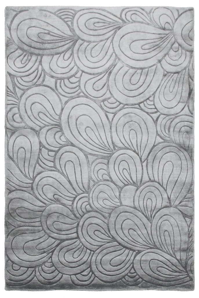 Flower Silver Loom knotted Rug | 100% Bamboo Silk
