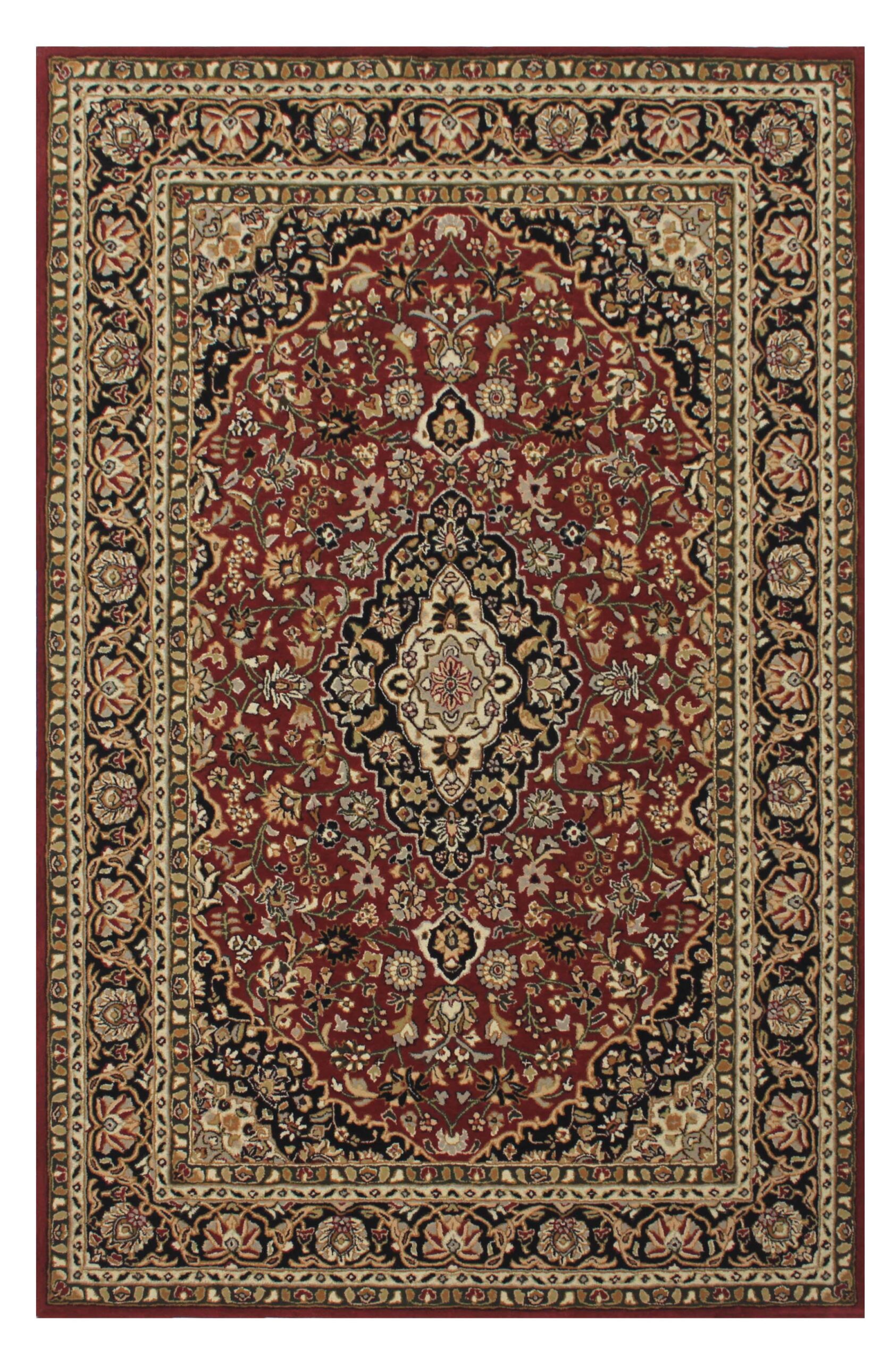 100% Nz Wool Handtufted Carpet in Classic style, Red Color Rug - RC92