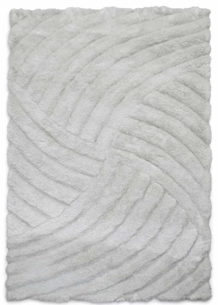 Embossed Snow White Handmade Carpet | Shaggy Rug