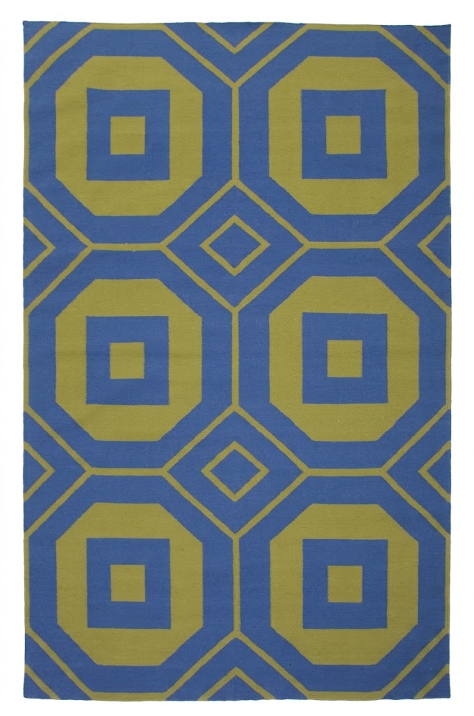 Geometric Blue Flatweave Carpet | 100% New Zealand Wool