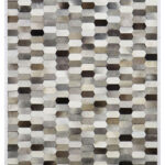 Hair on Leather Rugs in Geometric style, GREY Color Rug - LR31