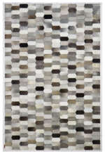 Leather Hairon Leather Rugs in Geometric style, GREY Color Rug - LR33