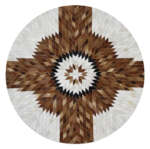 Leather Hairon Leather Rugs in Geometric style, Brown Color Rug - LR101