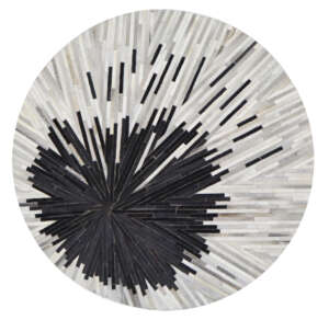 Leather Hairon Leather Rugs in Geometric style, Grey Color Rug - LR120