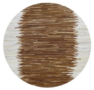 Leather Hairon Leather Rugs in Geometric style, Brown Color Rug - LR126