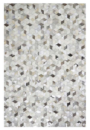 Leather Hairon Leather Rugs in Geometric style, GREY Color Rug - LR64