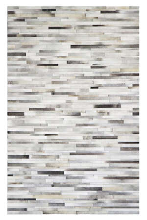 Leather Hairon Leather Rugs in Geometric style, Grey Color Rug - LR82