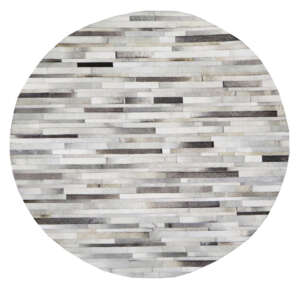Leather Hairon Leather Rugs in Geometric style, Grey Color Rug - LR84