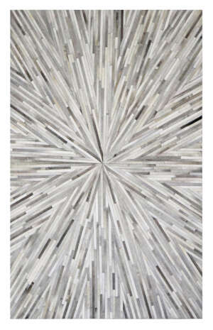 Leather Hairon Leather Rugs in Geometric style, Grey Color Rug - LR88