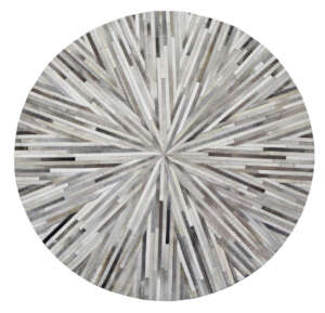 Leather Hairon Leather Rugs in Geometric style, Grey Color Rug - LR90