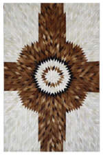 Leather Hairon Leather Rugs in Geometric style, Brown Color Rug - LR100