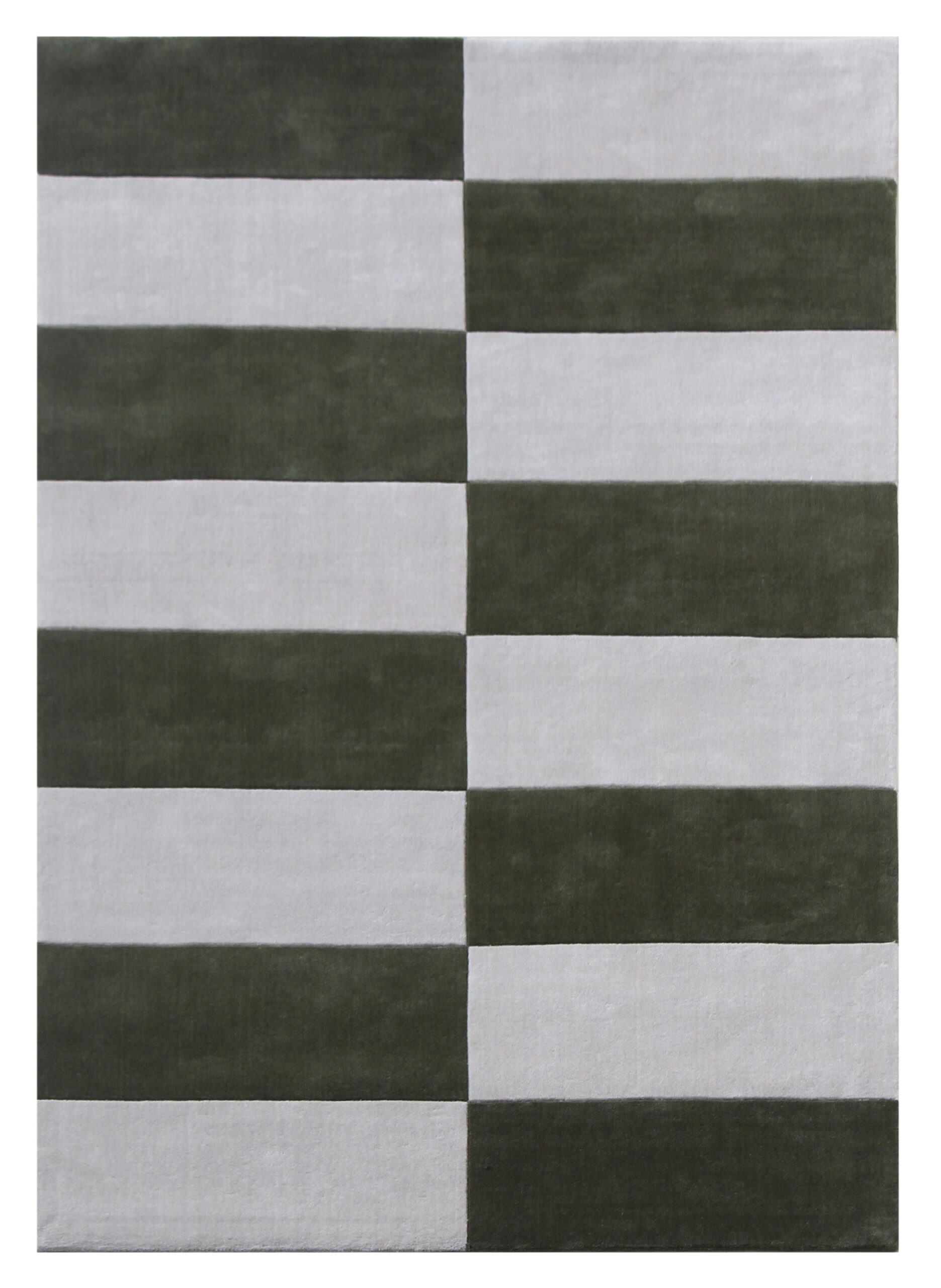 100% New Zealand Loom-Knotted Carpet in Plain style, Green & White Color Rug - ST046