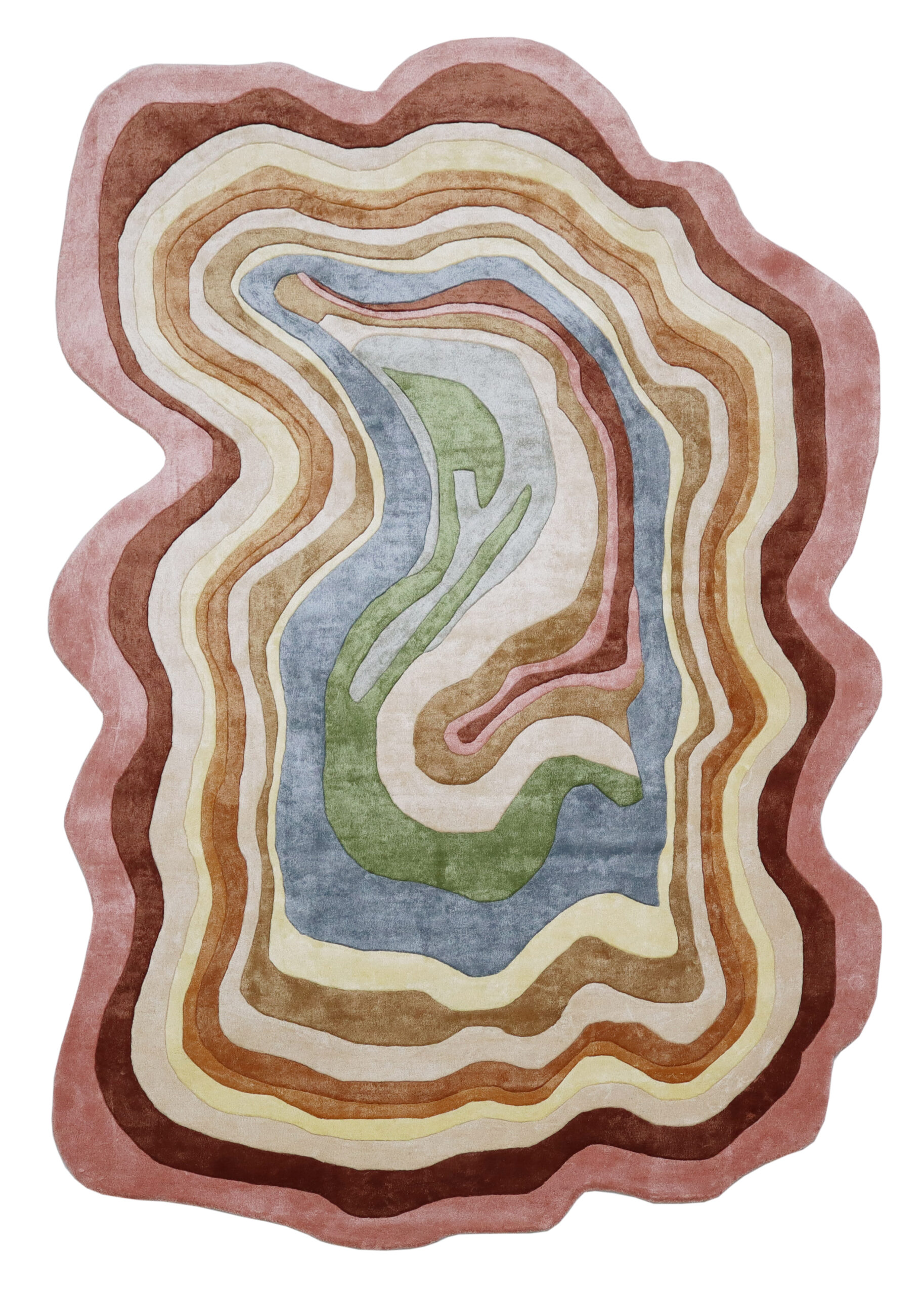 100% Bamboo Silk Handmade Carpet in Abstract style, Multi color Handtufted Rug - RC883