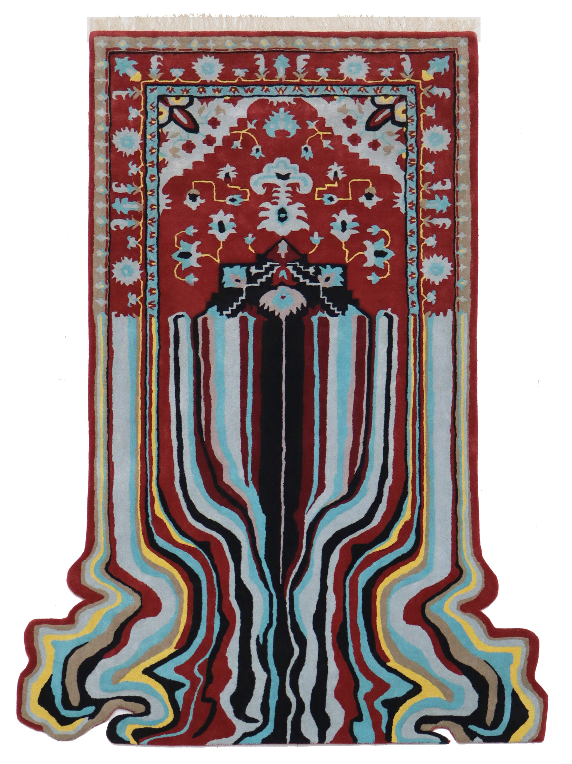 Blend of Bamboo Silk & New Zealand Wool Handmade Carpet in Abstract style, Multi color Handtufted Rug - RC887