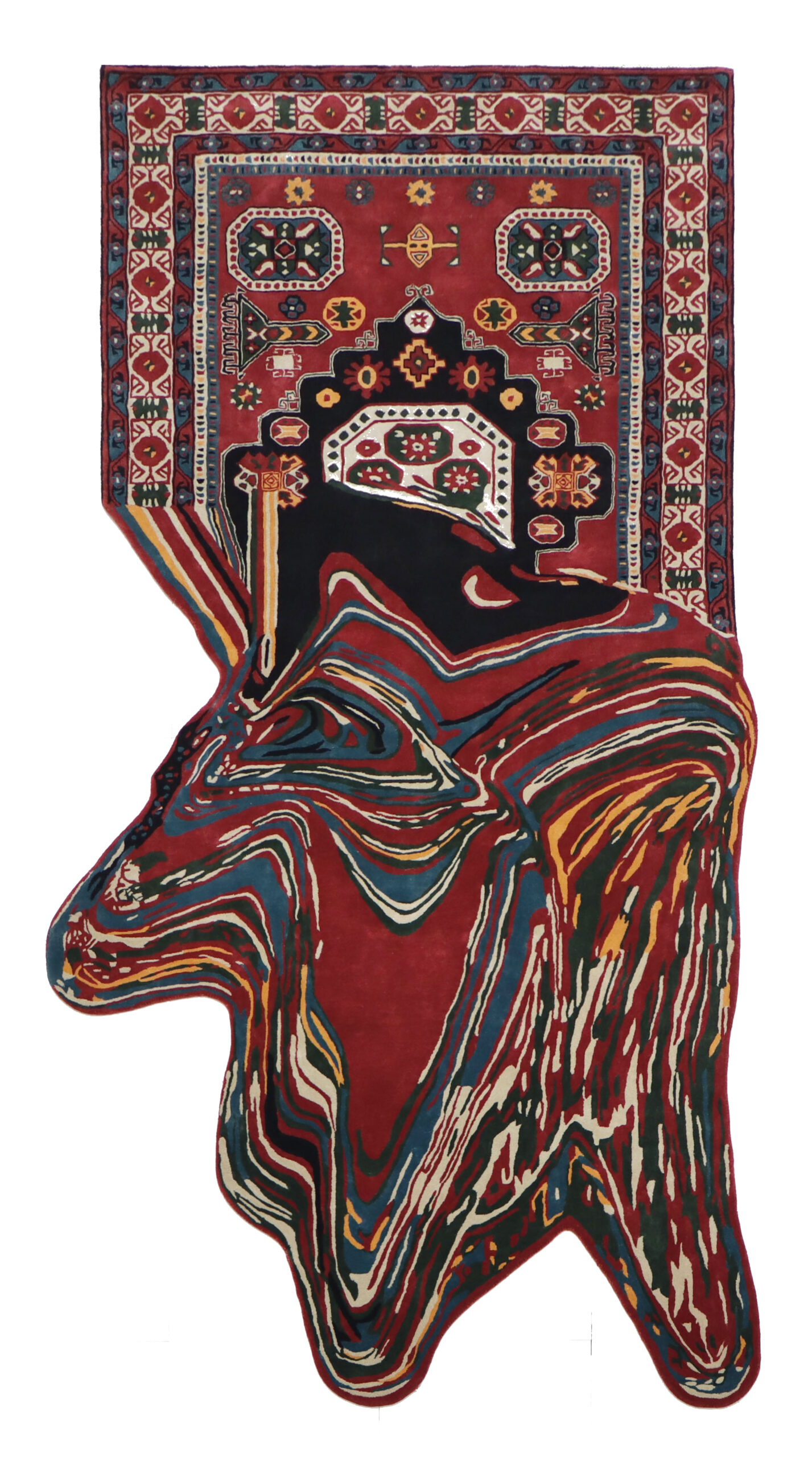 Blend of Bamboo Silk & New Zealand Wool Handmade Carpet in Abstract style, Multi color Handtufted Rug - RC892