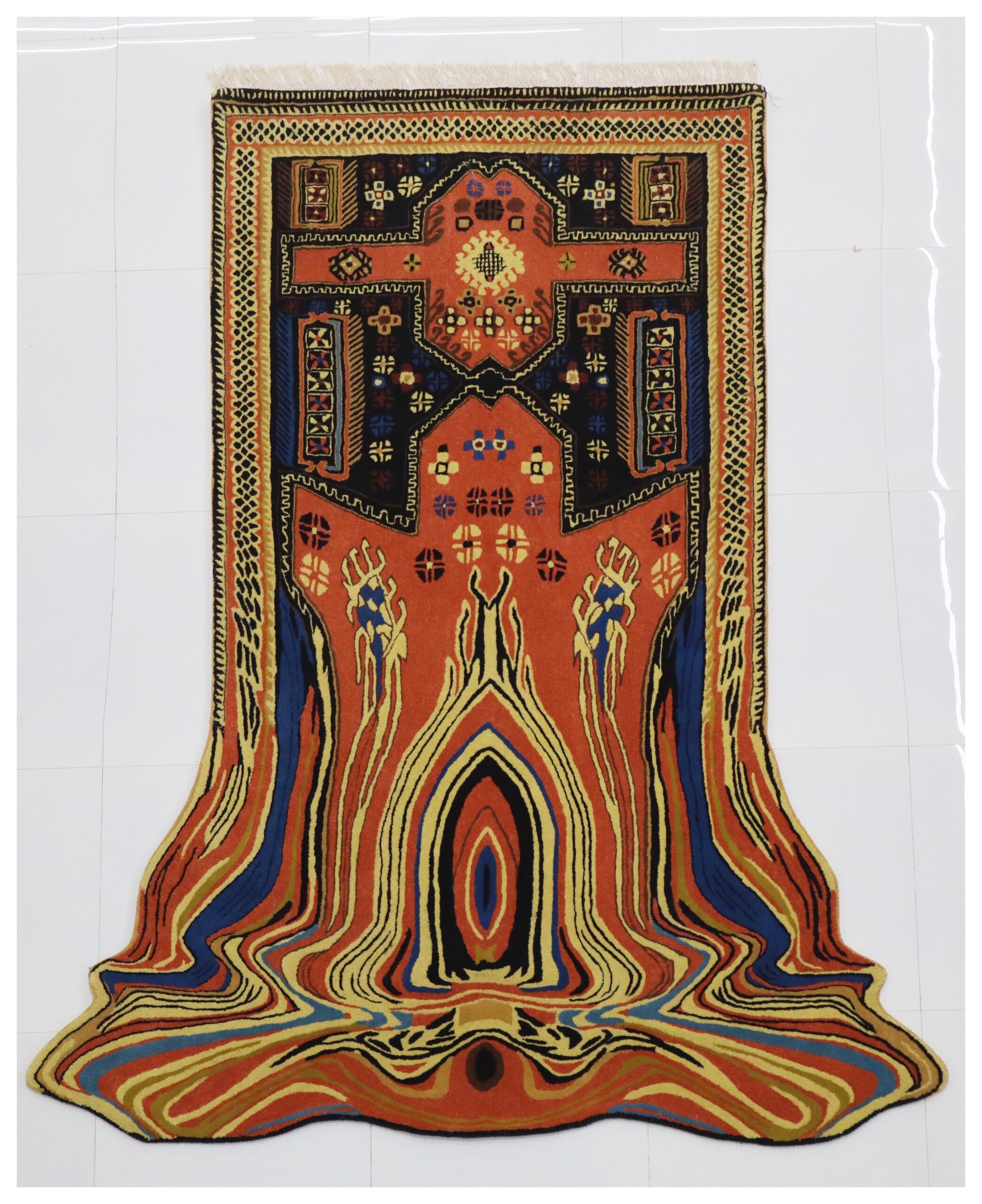 Blend of Bamboo Silk & New Zealand Wool Handmade Carpet in Abstract  style, Multi color Handtufted Rug - RC896