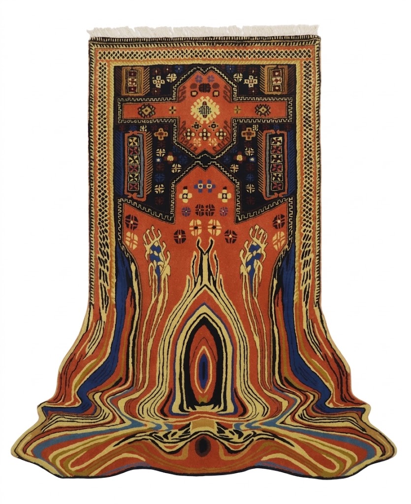 Abstract Wall Hanging Handmade Rug | Blend of Bamboo Silk & New Zealand Wool Carpet