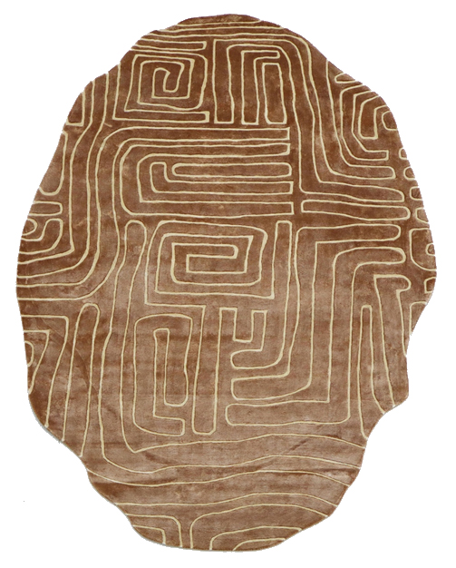 100% Bamboo Silk Handmade Carpet in Abstract style, Multi color Handtufted Rug - RC908