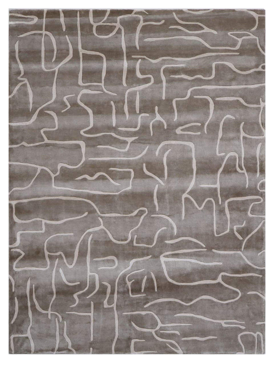 100% Bamboo Silk Handmade Carpet in Abstract style, Brown color Handtufted Rug - RC808