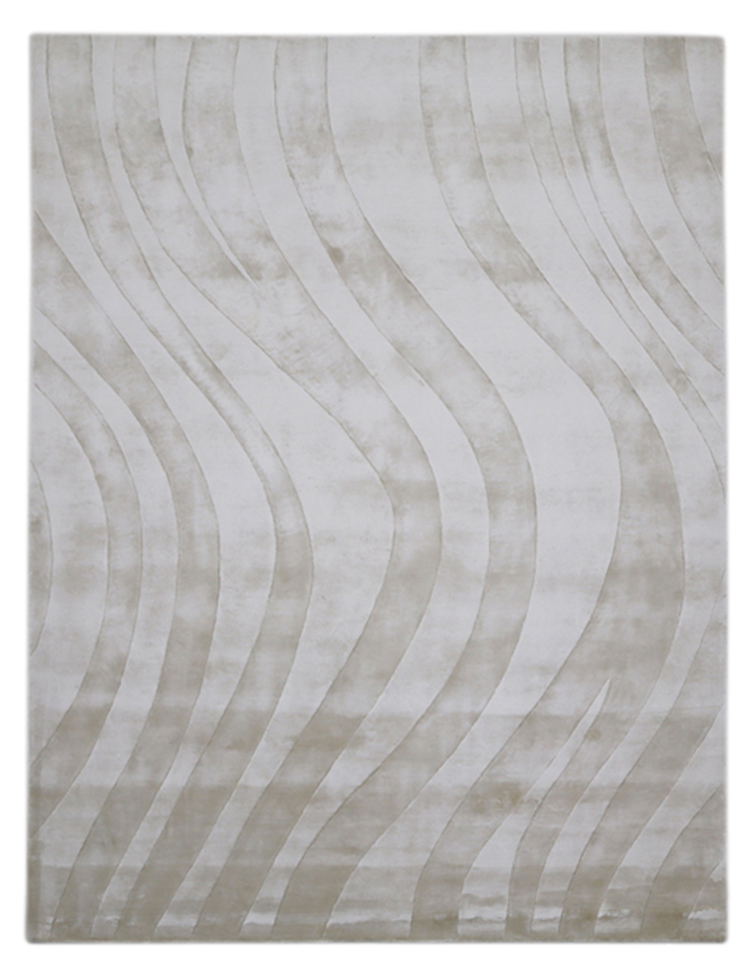 100% Bamboo Silk Handmade Carpet in Stripe style, White color Handtufted Rug - RC842