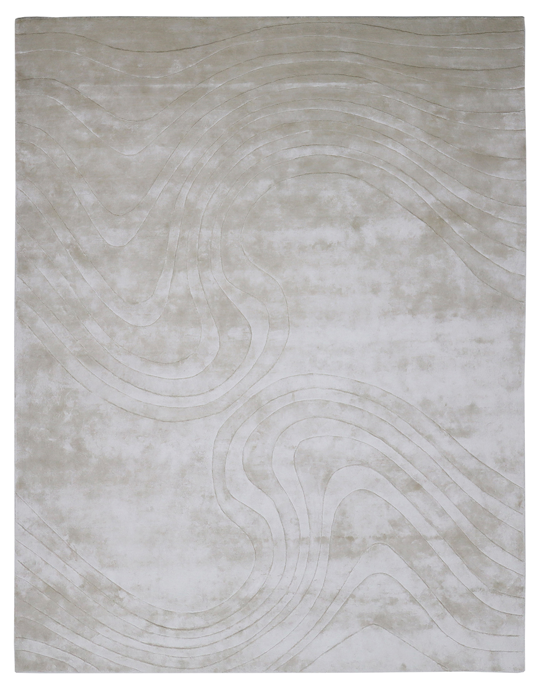 100% Bamboo Silk Handmade Carpet in Stripe style, White color Handtufted Rug - RC859