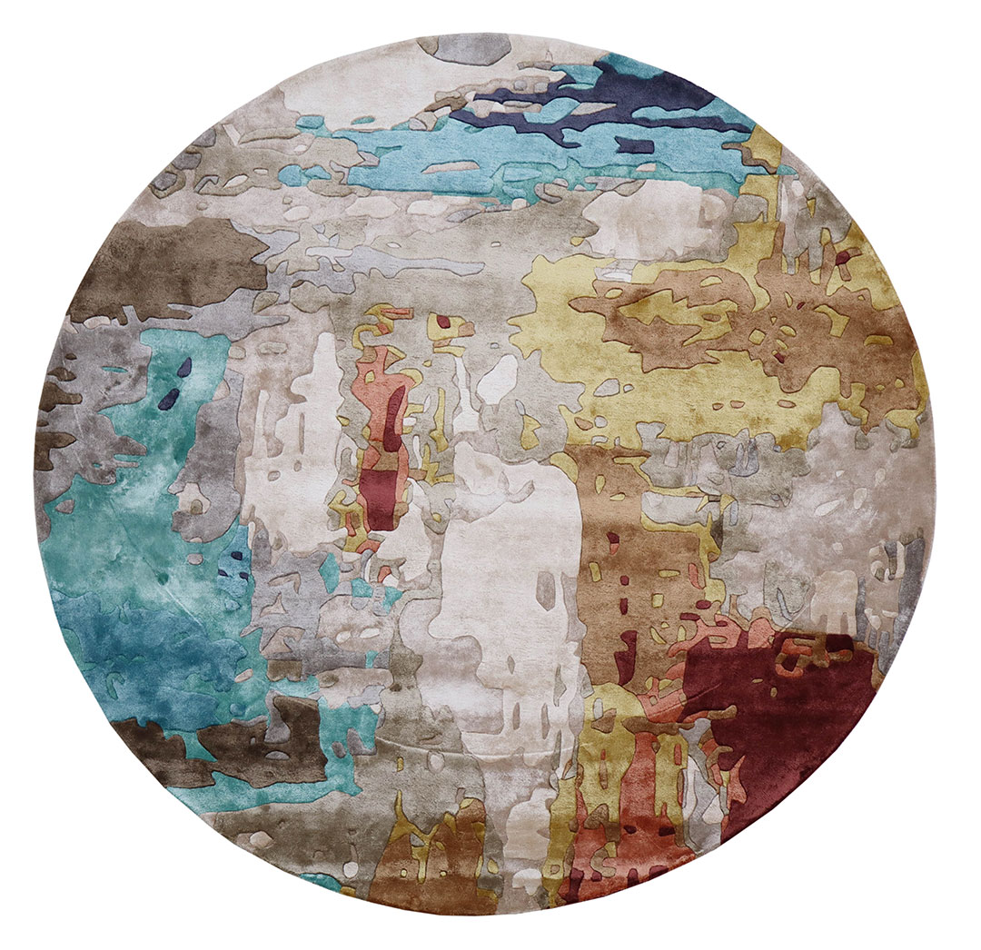 100% Bamboo Silk Handmade Carpet in Abstract style, Multi color Handtufted Rug - RC917