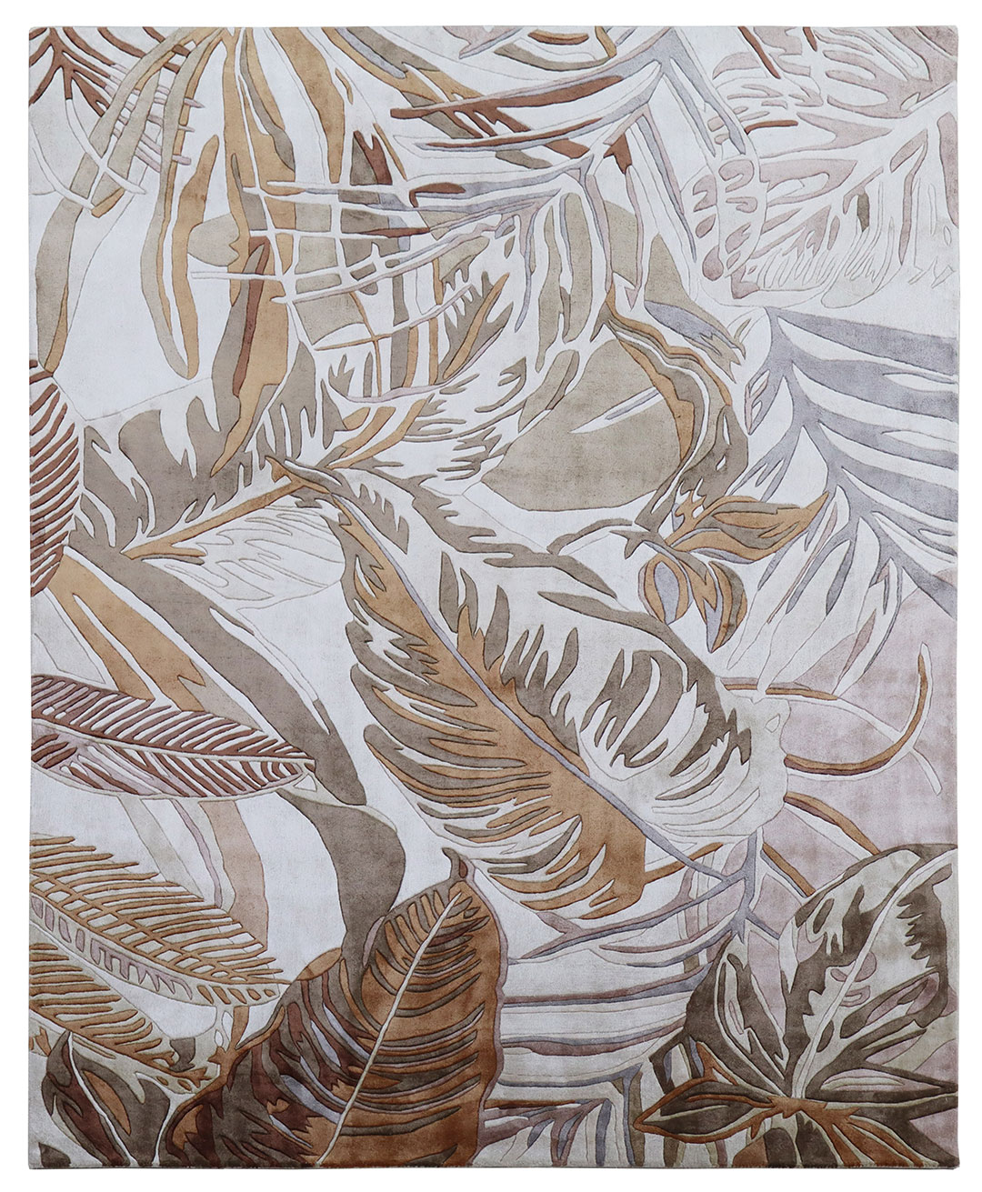 100% Bamboo Silk Handmade Carpet in Floral style, Beige color Handtufted Rug - RC932