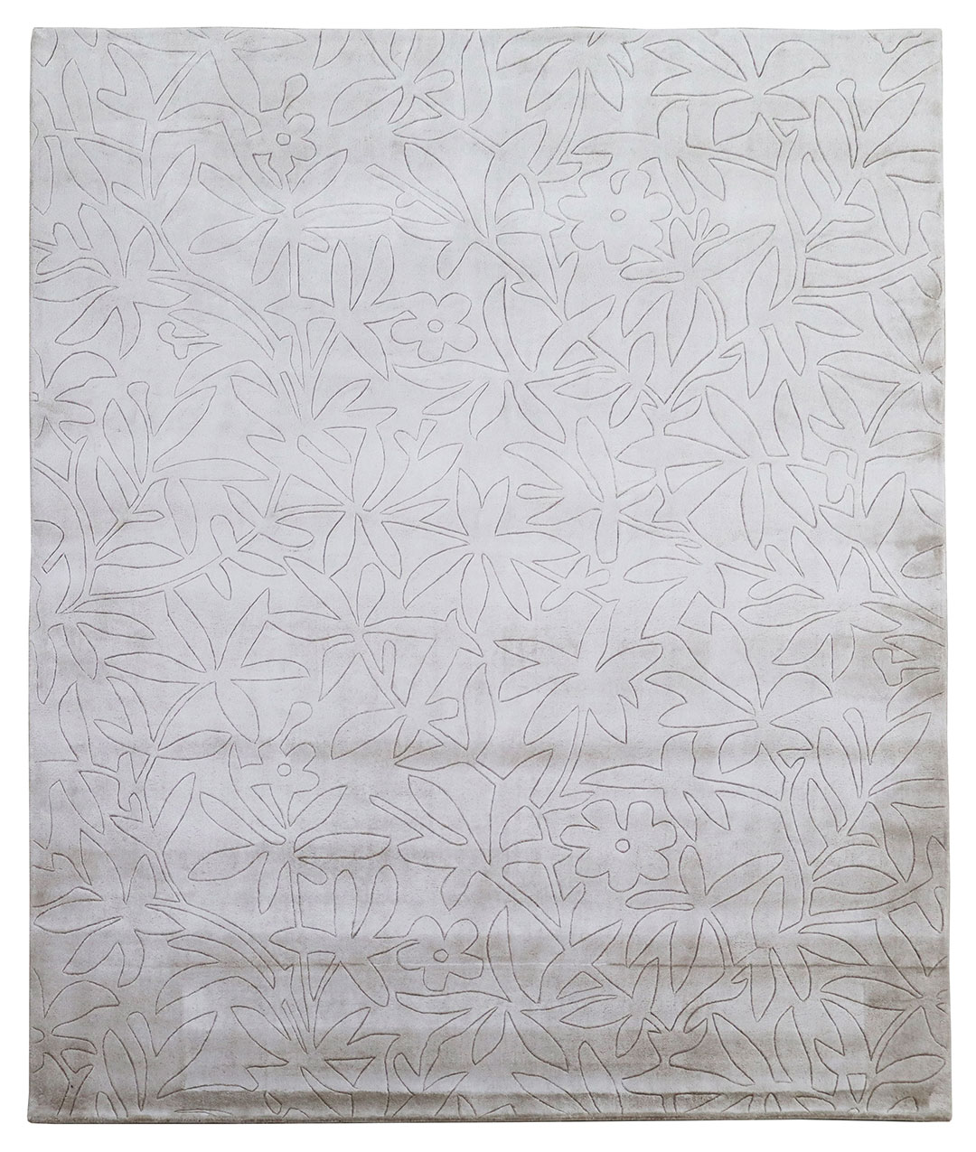 100% Bamboo Silk Handmade Carpet in Floral style, Beige color Handtufted Rug - RC934