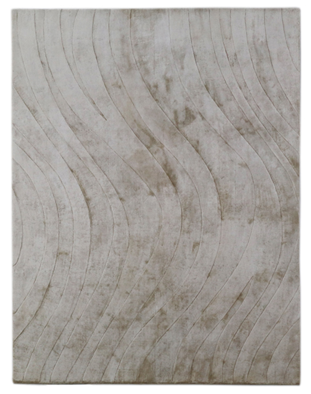 100% Tencel Wool Handmade Carpet in Stripe style, Brown color Handtufted Rug - RC952 A