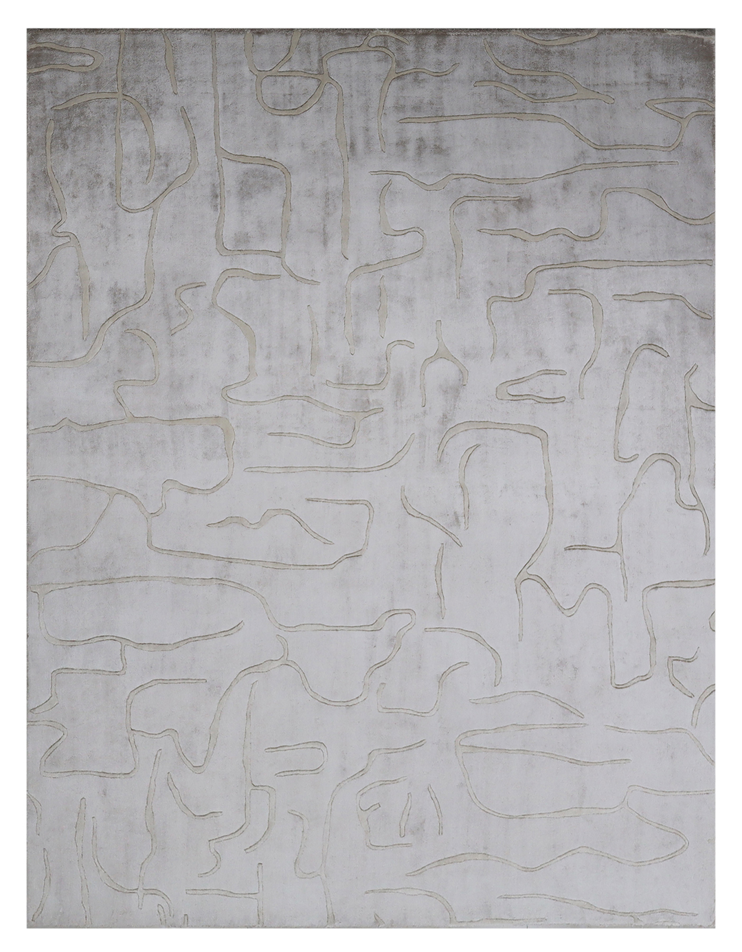 100% Bamboo Silk Handmade Carpet in Abstract style, Grey color Handtufted Rug - RC971