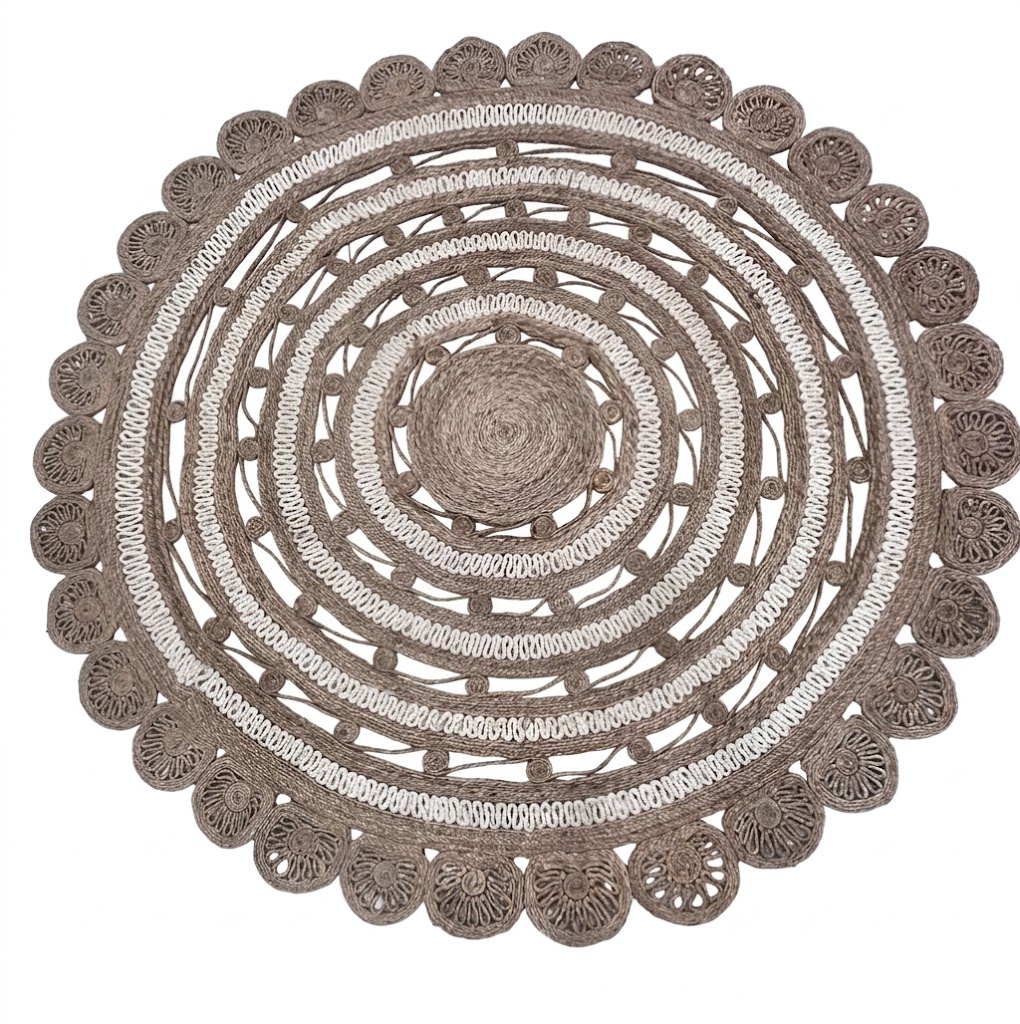 Brown Round Jute Rug | 100% Crochet