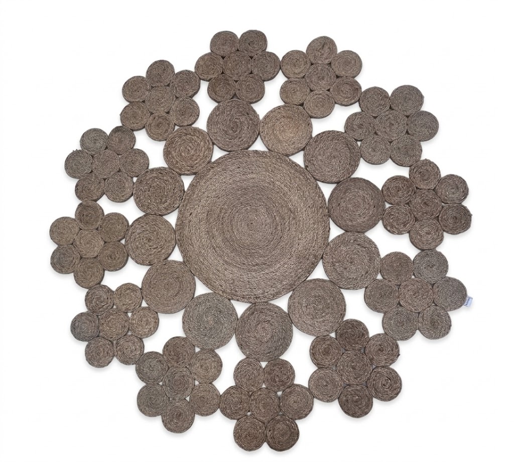 Handmade Round Brown Braided Rug |100% Jute