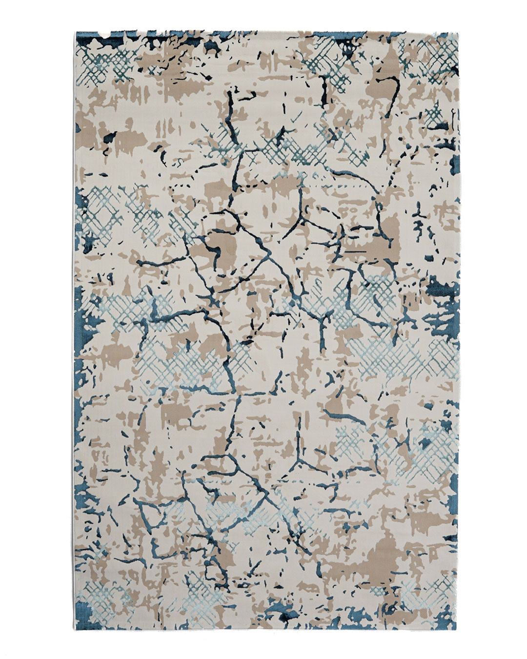 100% Polysester Machine Made Carpet, Beige Blue Color - MZ53A