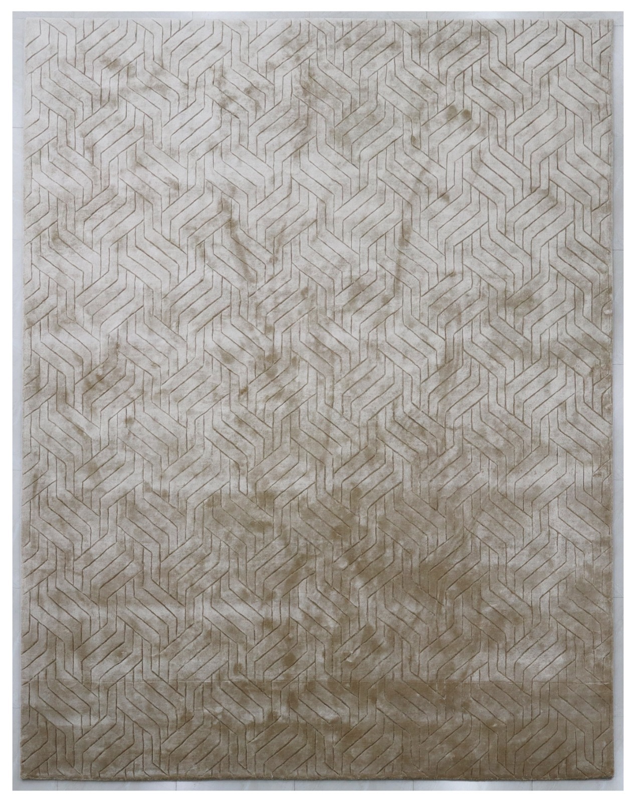 100% Tencel | Geometric Brown Color Hand-tufted Rug - RC953 C