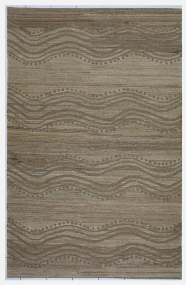Jute & Cotton | Striped Natural Brown Color Flatweave Rug - RC466