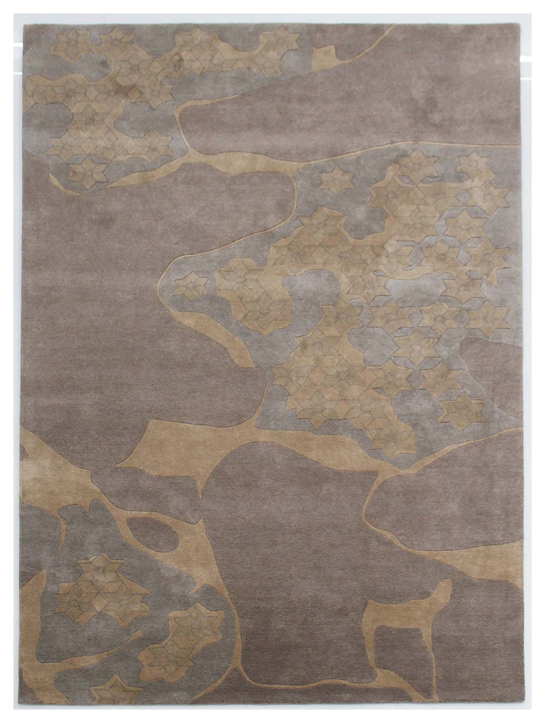 Blend of Bamboo Silk & New Zealand Wool | Contemporary Brown Color Handtufted Rug - RC536