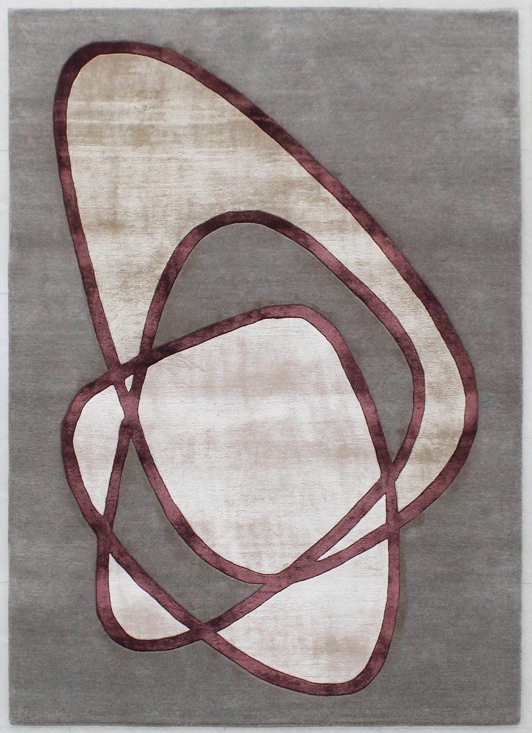 Blend of Bamboo Silk & New Zealand Wool | Abstract Grey Color Hand-tufted Rug - RC649