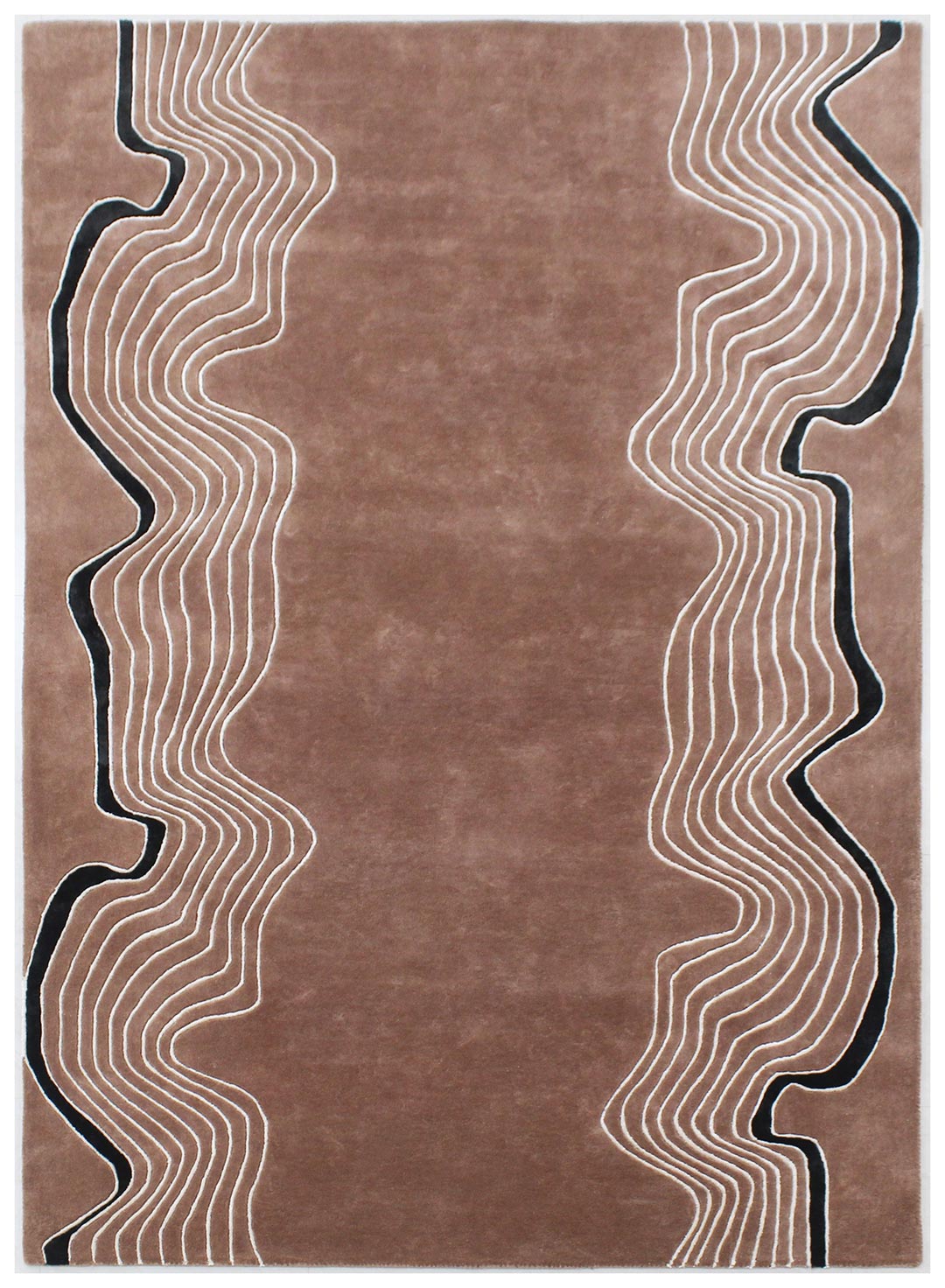 Blend of Bamboo Silk & New Zealand Wool Handmade Carpet in Contemporary style, Brown color Handtufted Rug - RC655